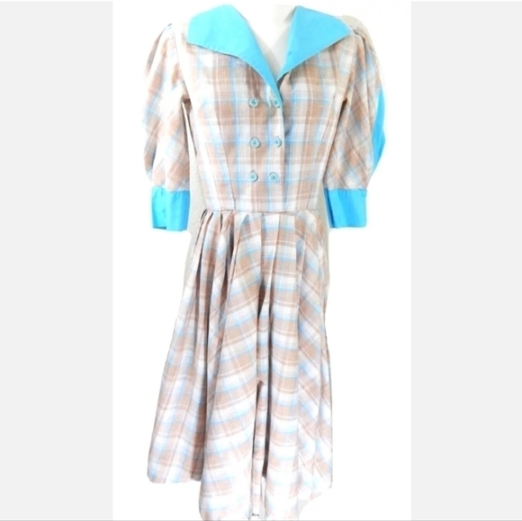 Vintage Handmade 60's Plaid Fit and Flare Dress - Picture 1 of 8